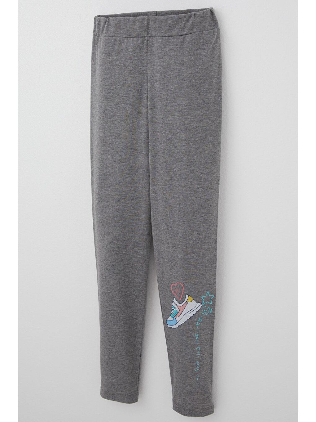 Pembe Kız Çocuk Taytlı Takım Renkli Ayakkabı Baskılı Somon (5-10 Yaş)-6