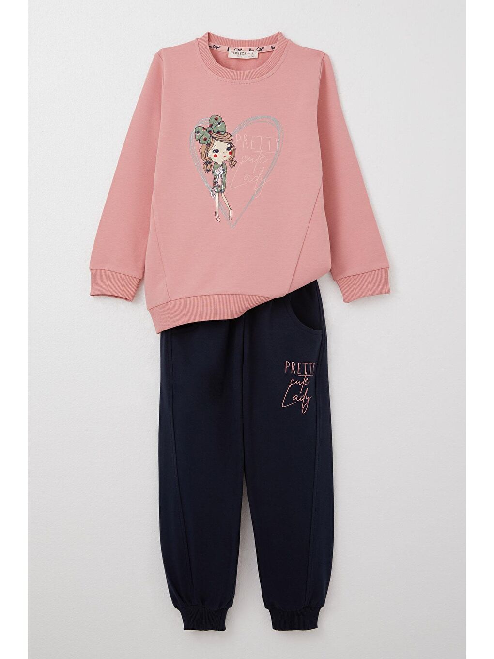 Pembe Kız Çocuk Eşofman Takım Havalı Kız Baskılı Gülkurusu (2-3 Yaş)-4