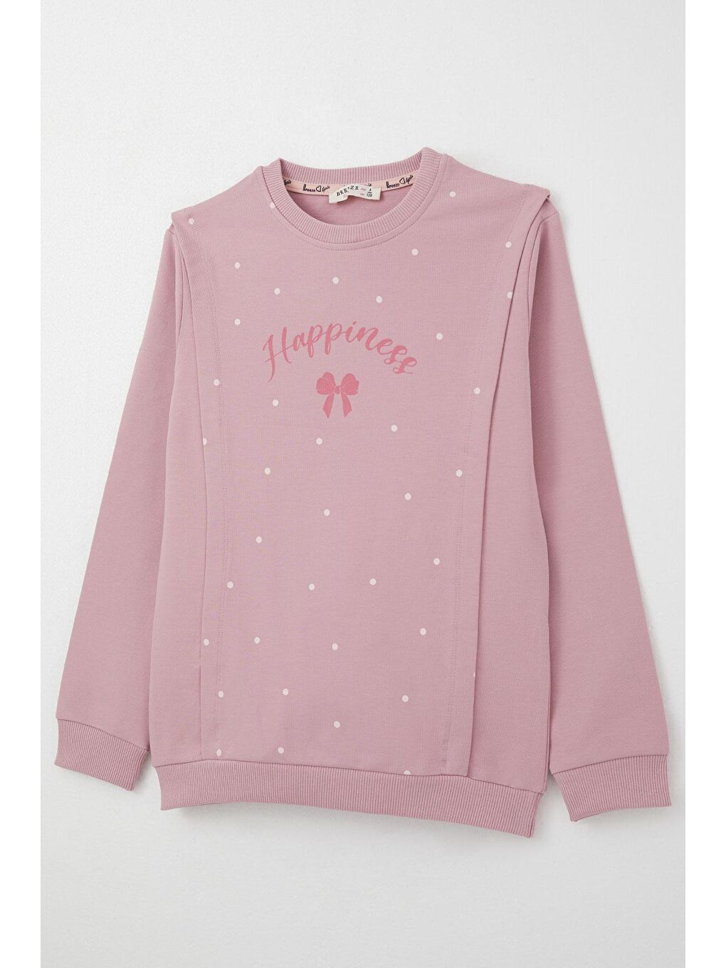 Pembe Kız Çocuk Eşofman Takım Mutluluk Temalı Puantiye Desenli Gülkurusu (4-8 Yaş)-11