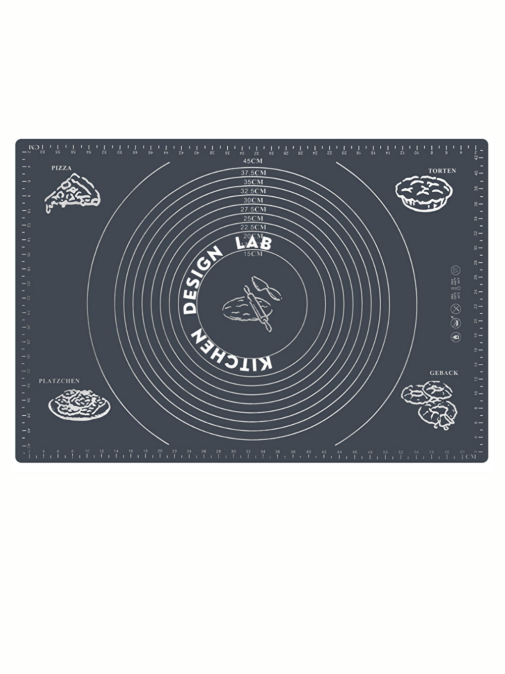 Gri 45x65 Cm Silikon Hamur Açma Matı Ve Bambu Saplı Silikon Merdane-2