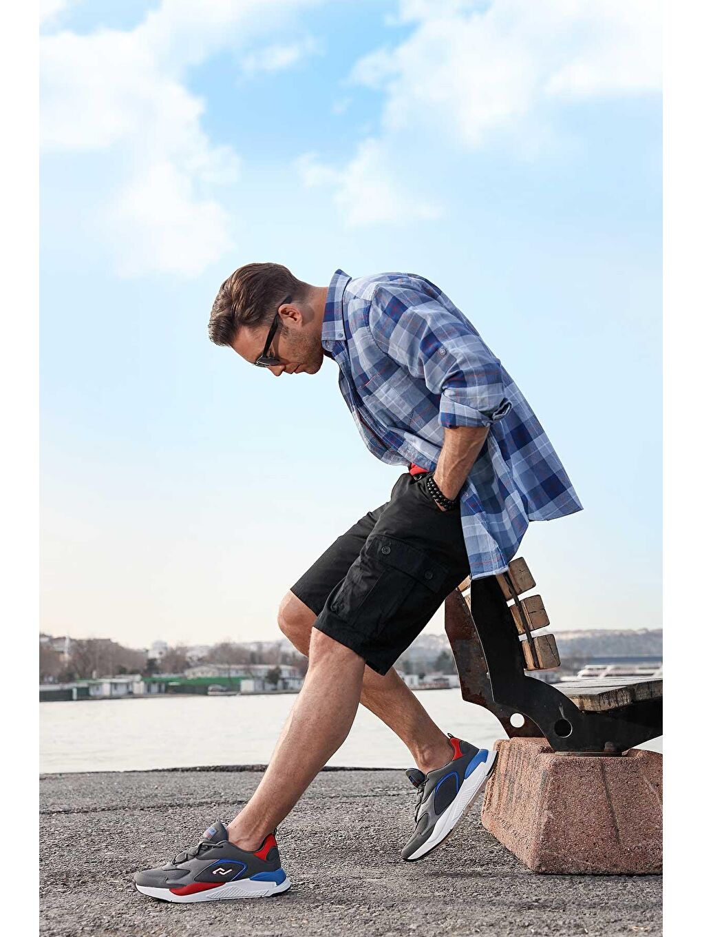 Erkek Sneaker Günlük Spor Ayakkabı 27462 Koyu Gri - Kırmızı-2