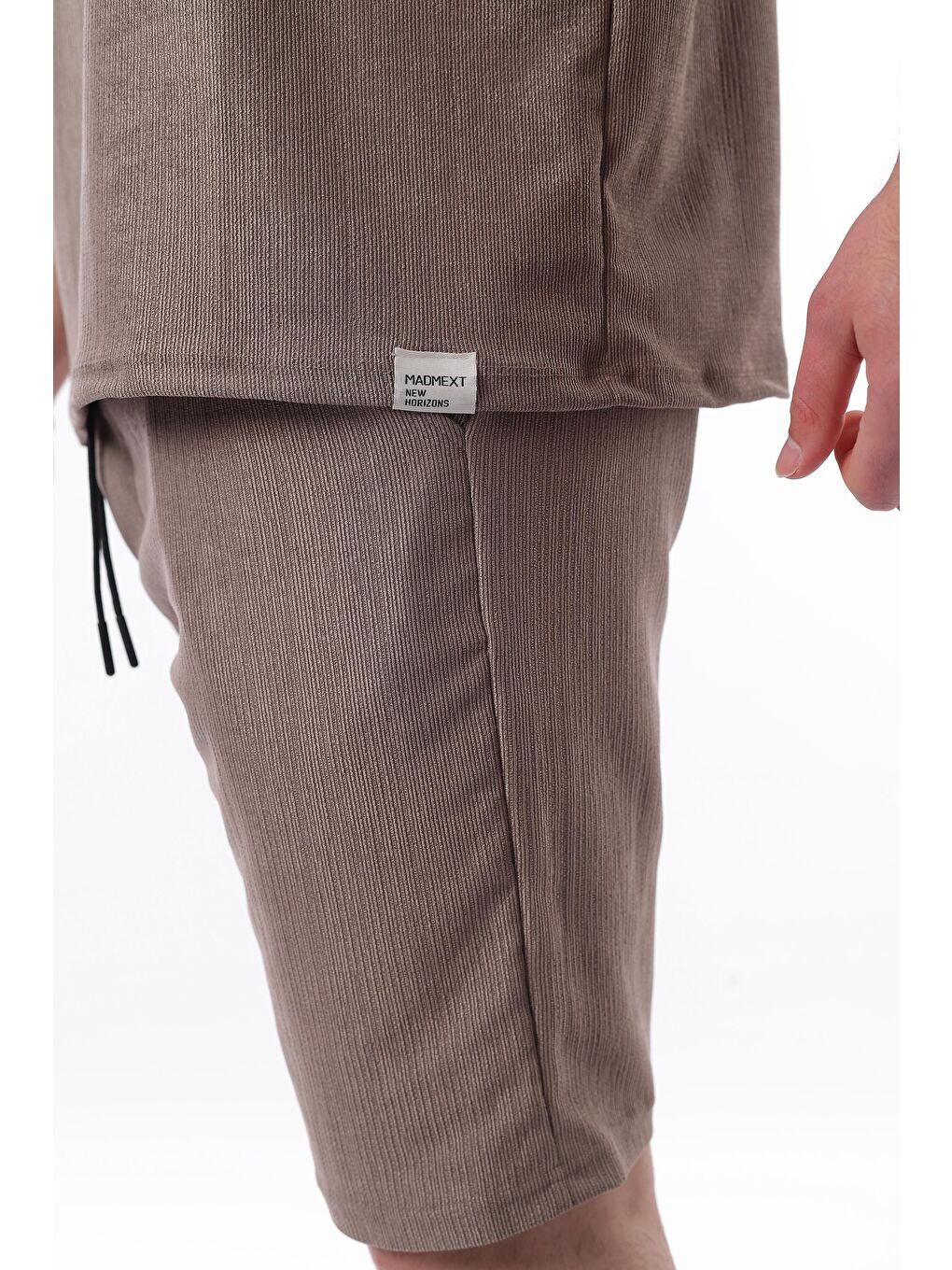 Kahverengi Bisiklet Yaka Erkek Şort Takımı 5949-5