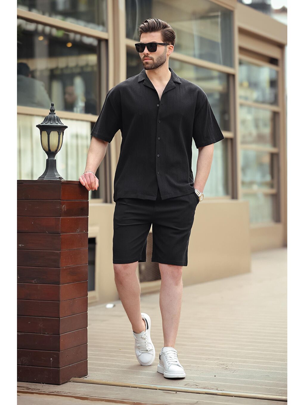 Siyah Basic Erkek Şort %100 Pamuk Takımı 6729