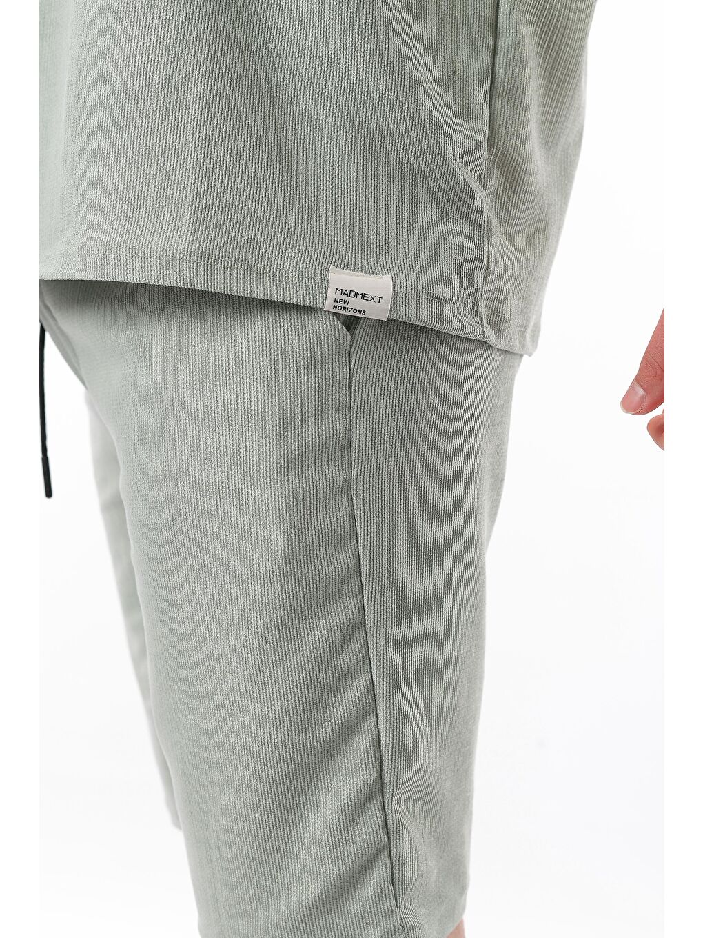 Mint Yeşili Bisiklet Yaka Erkek Şort Takımı 5949-3