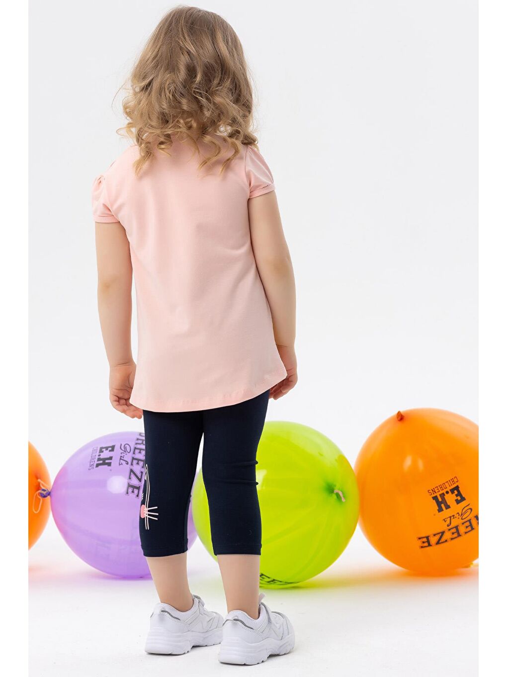 Pembe Kız Bebek Kapri Taytlı Takım Simli Kedicik Baskılı Somon (1.5 Yaş)-2