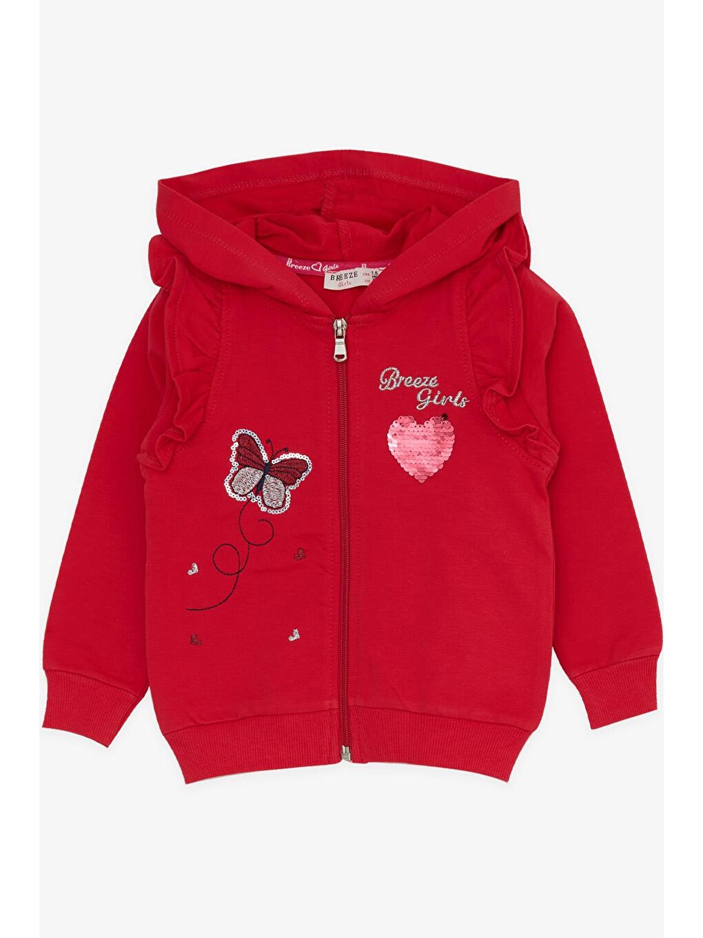 Kırmızı Kız Bebek Eşofman Takımı Kelebekli Pullu Narçiçeği (1.5 Yaş)-2