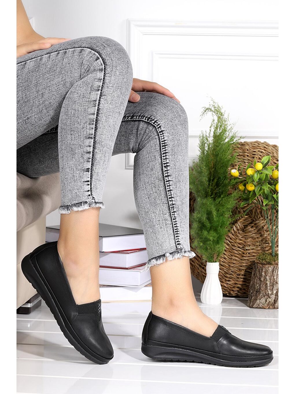 Siyah Günlük Rahat Anatomik Kadın Ayakkabı Pnt 673389