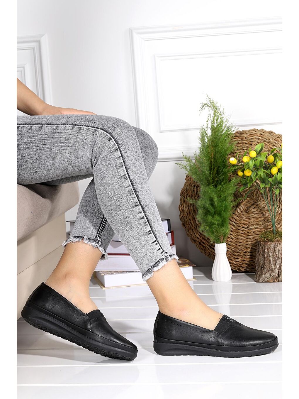 Siyah Günlük Rahat Anatomik Kadın Ayakkabı Pnt 673389-2