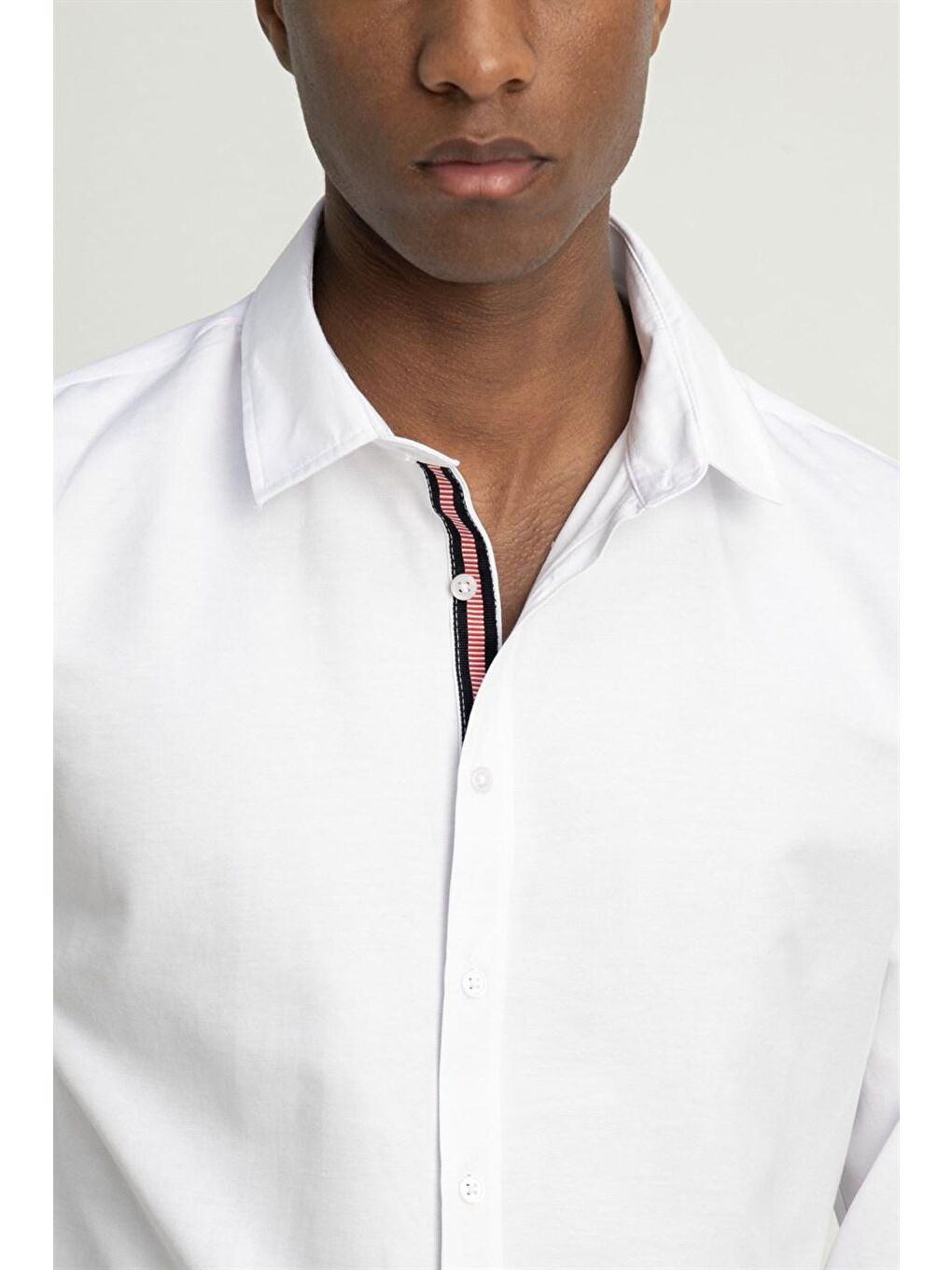 Beyaz Slim Fit Uzun Kol Oxford Doku Biyeli Erkek Gömlek-2
