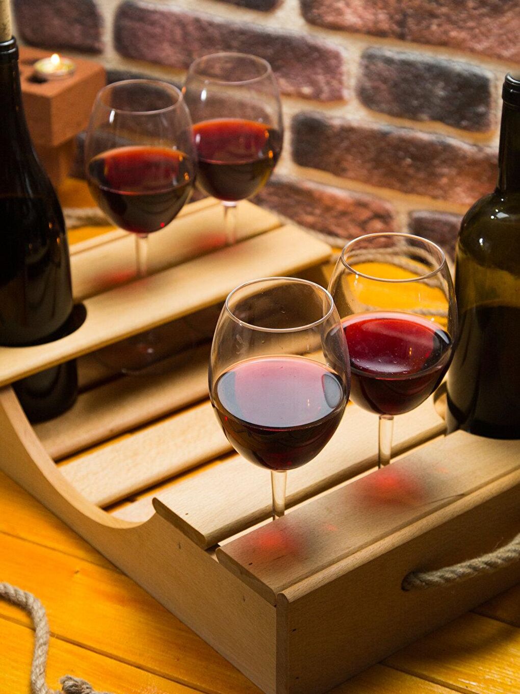 Kahverengi Ahşap İçecek Servis Tepsisi 28x46 Cm-1