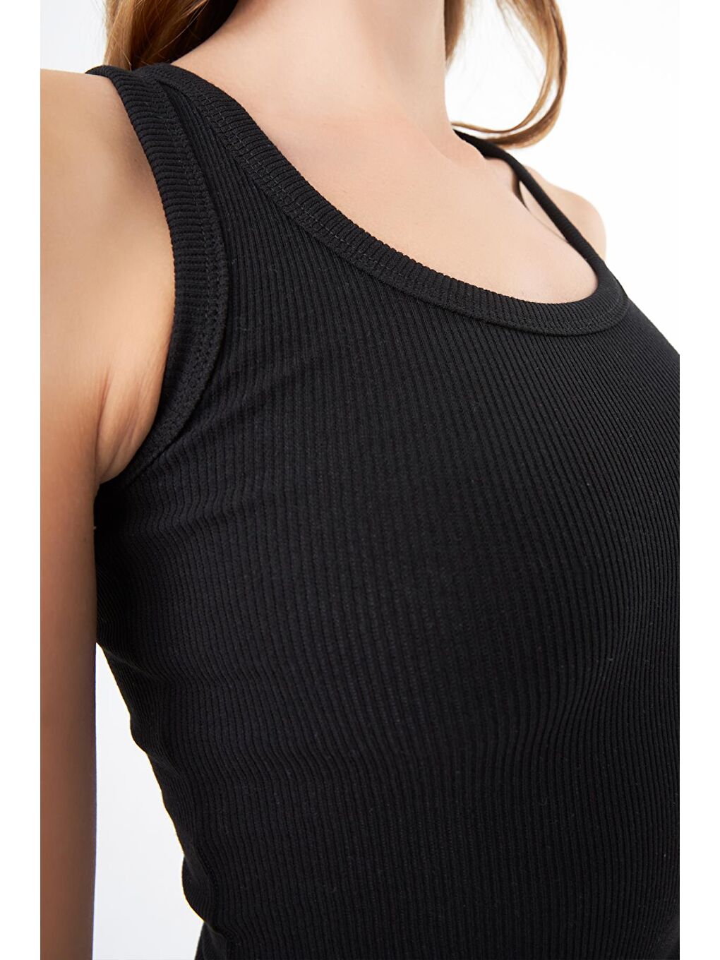 Karışık Pamuklu Kalın Askılı Fitilli Kadın Atlet 3'Lü Paket-8