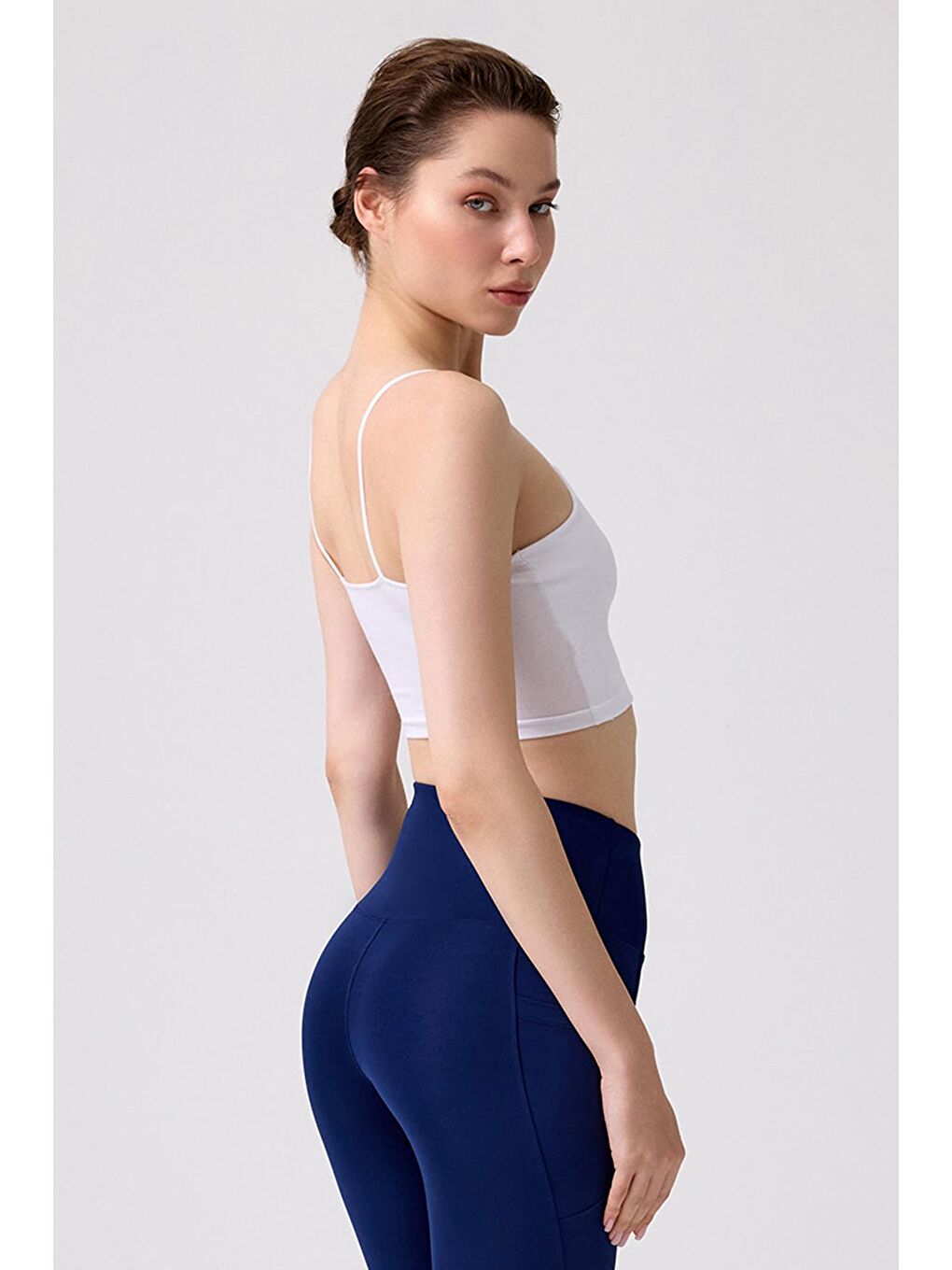 Karışık Pamuklu İnce Askılı Kadın Crop Top Büstiyer 2'Li Paket-6