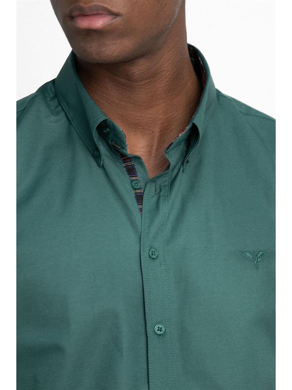 Yeşil Slim Fit Dar Kesim Uzun Kol Erkek Gömlek-2