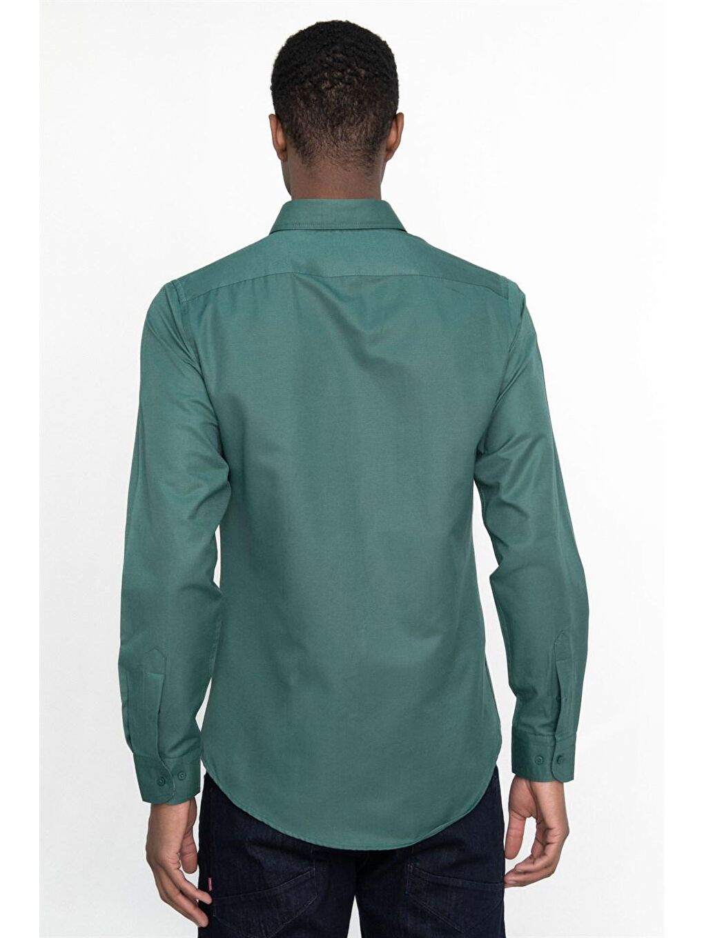 Yeşil Slim Fit Dar Kesim Uzun Kol Erkek Gömlek-3