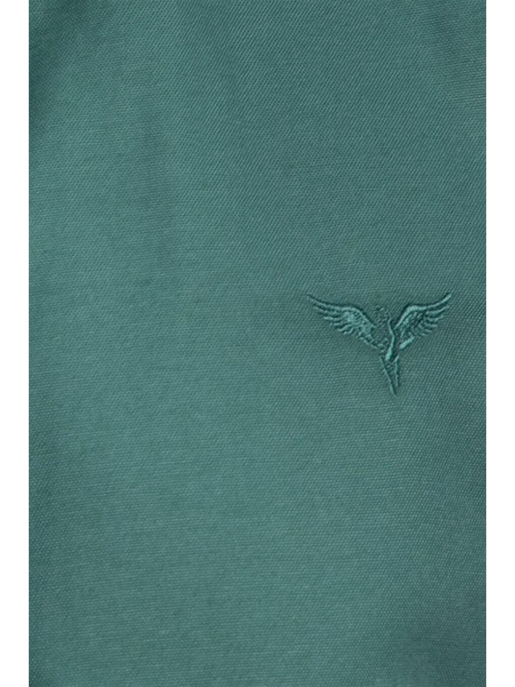 Yeşil Slim Fit Dar Kesim Uzun Kol Erkek Gömlek-4