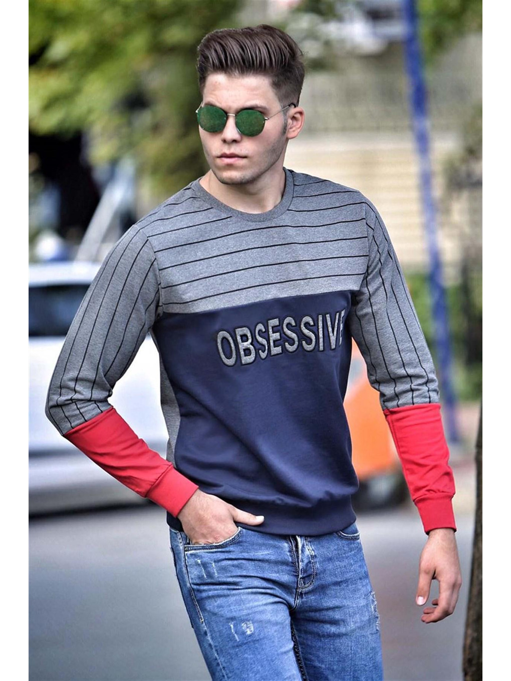 Baskılı Lacivert Sweatshirt 4184