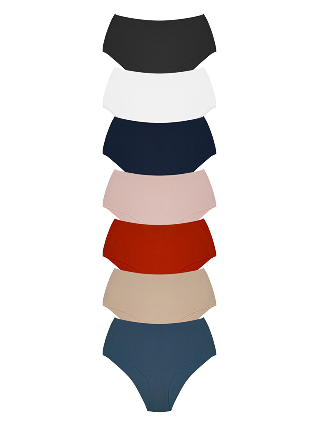 Karışık Yüksek Bel Basic Lazer Kesim Bikini Külot 7'Li Paket