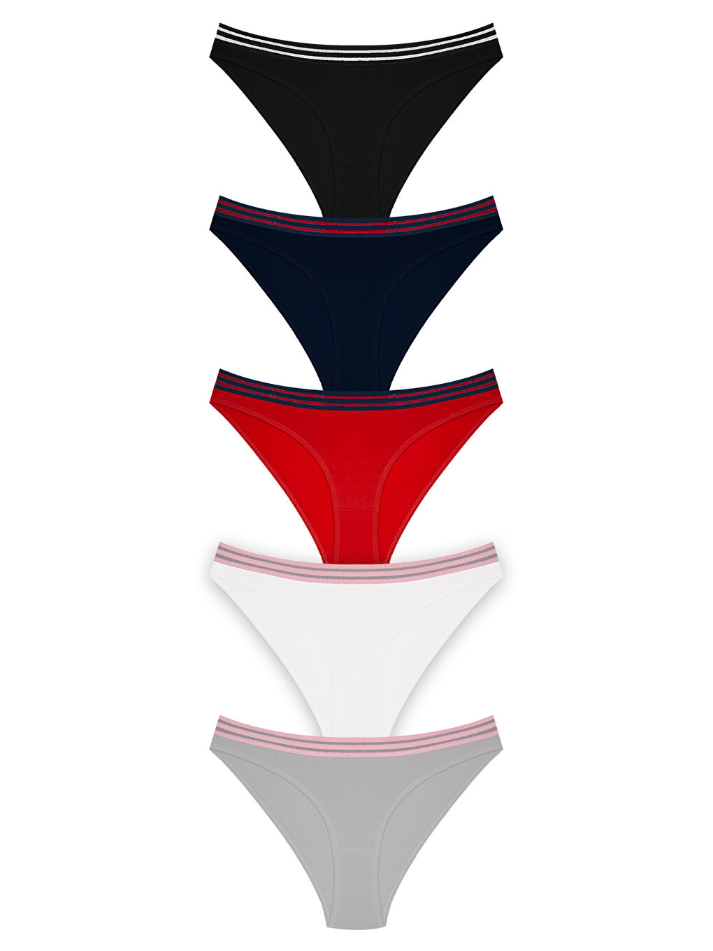 Karışık Spor Basic Pamuklu Bikini Külot 5'Li Paket