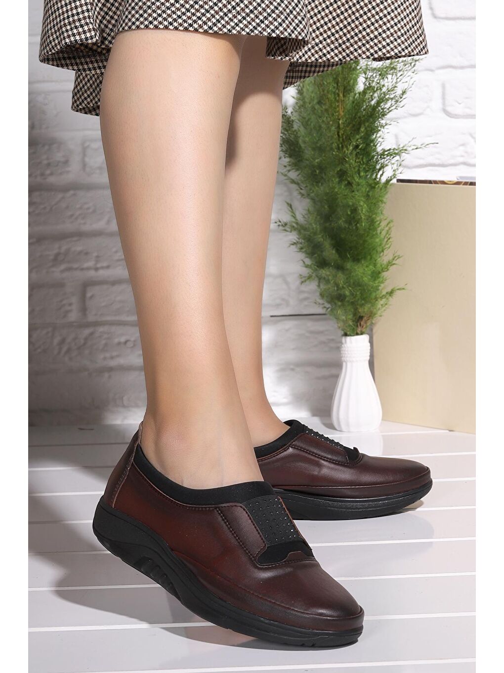 Bordo Rahat Konfor Özel Topuk Jeli Anne Günlük Ayakkabı 705-1