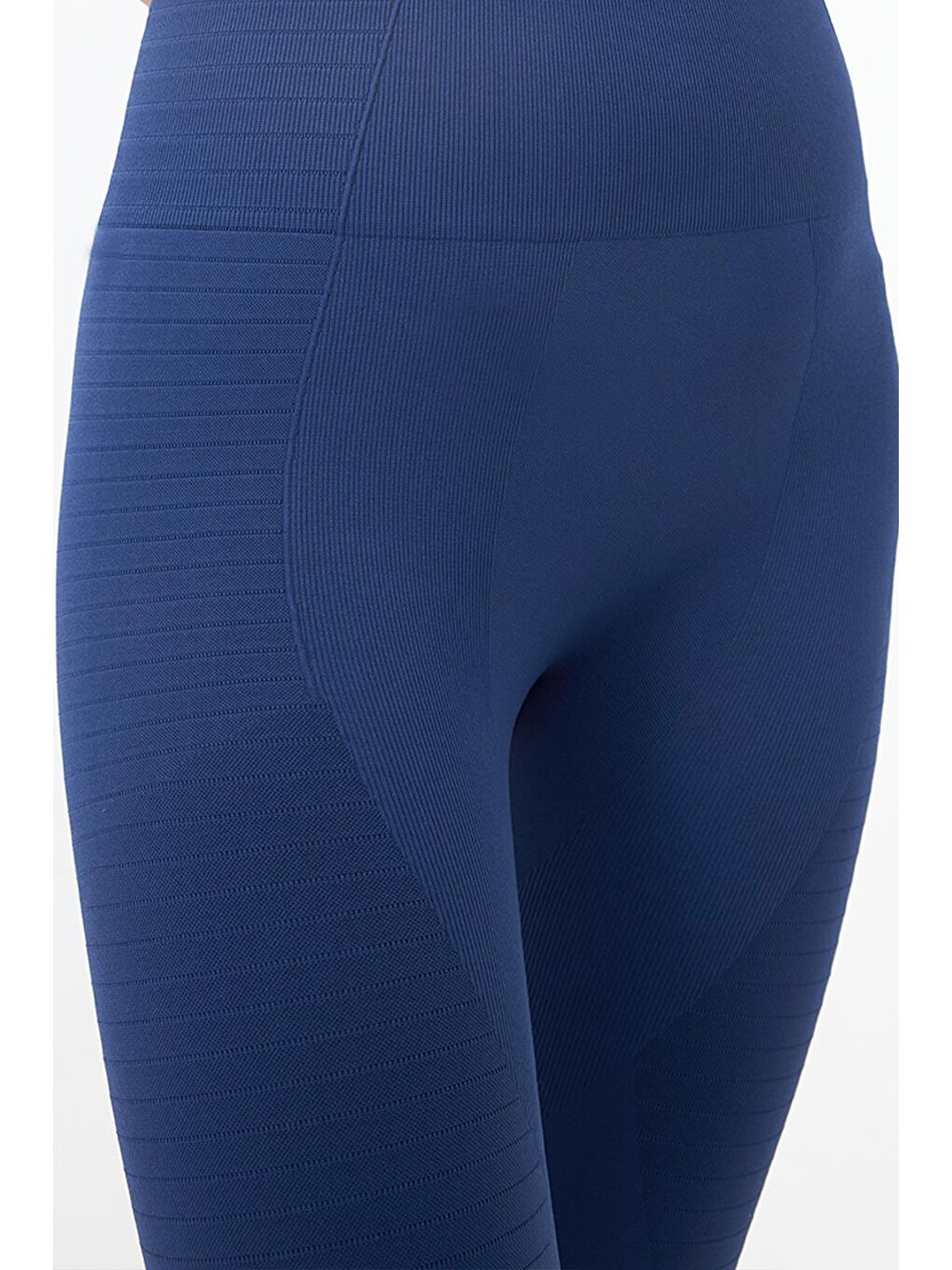 Lacivert Yüksek Bel Toparlayıcı Seamless Kadın Spor Tayt-3