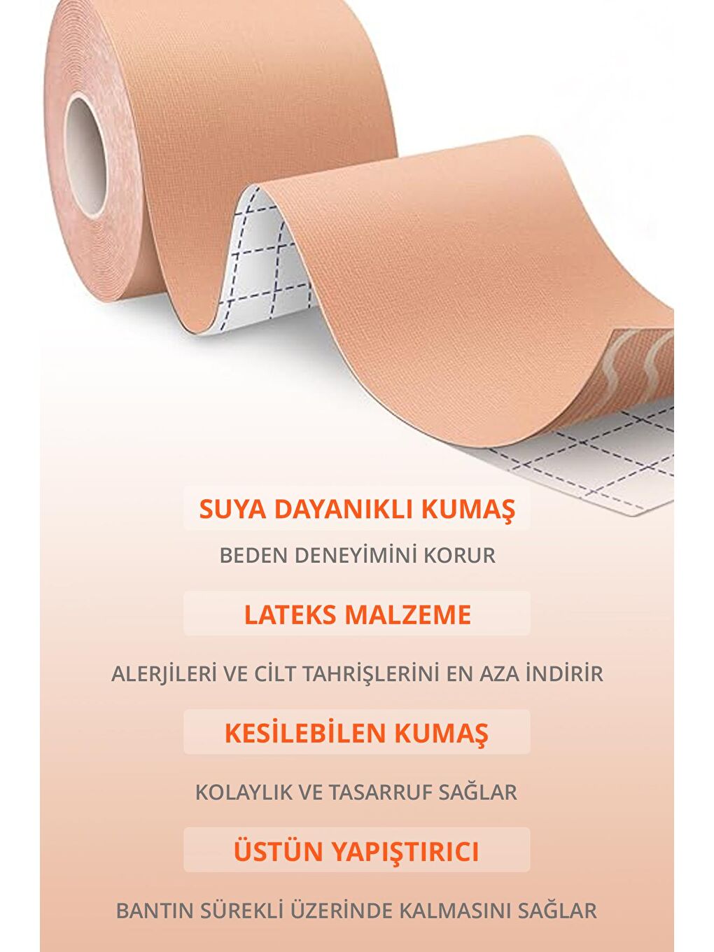 Bej Ten Göğüs Ucu Kapatıcı, Dikleştirici Ve Şekillendirici Bant-1