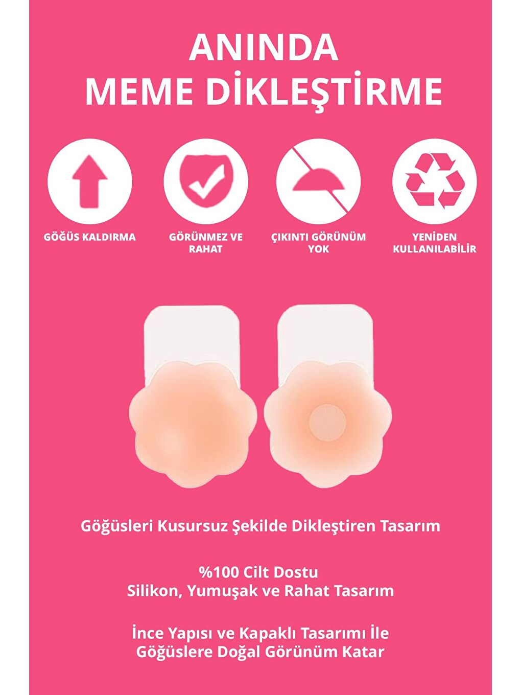 Bej Silikon Çiçek Desenli Göğüs Ucu Kapatıcı, Meme Ucu Kapatıcı-1