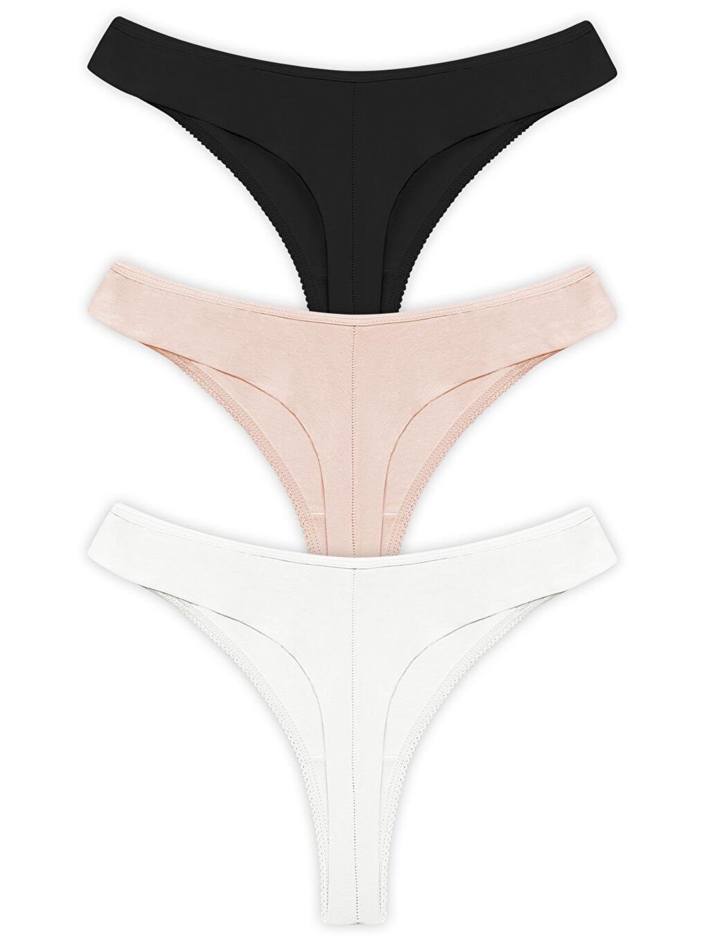 Karışık Basic Pamuklu Kadın Tanga 3'Lü Paket Külot
