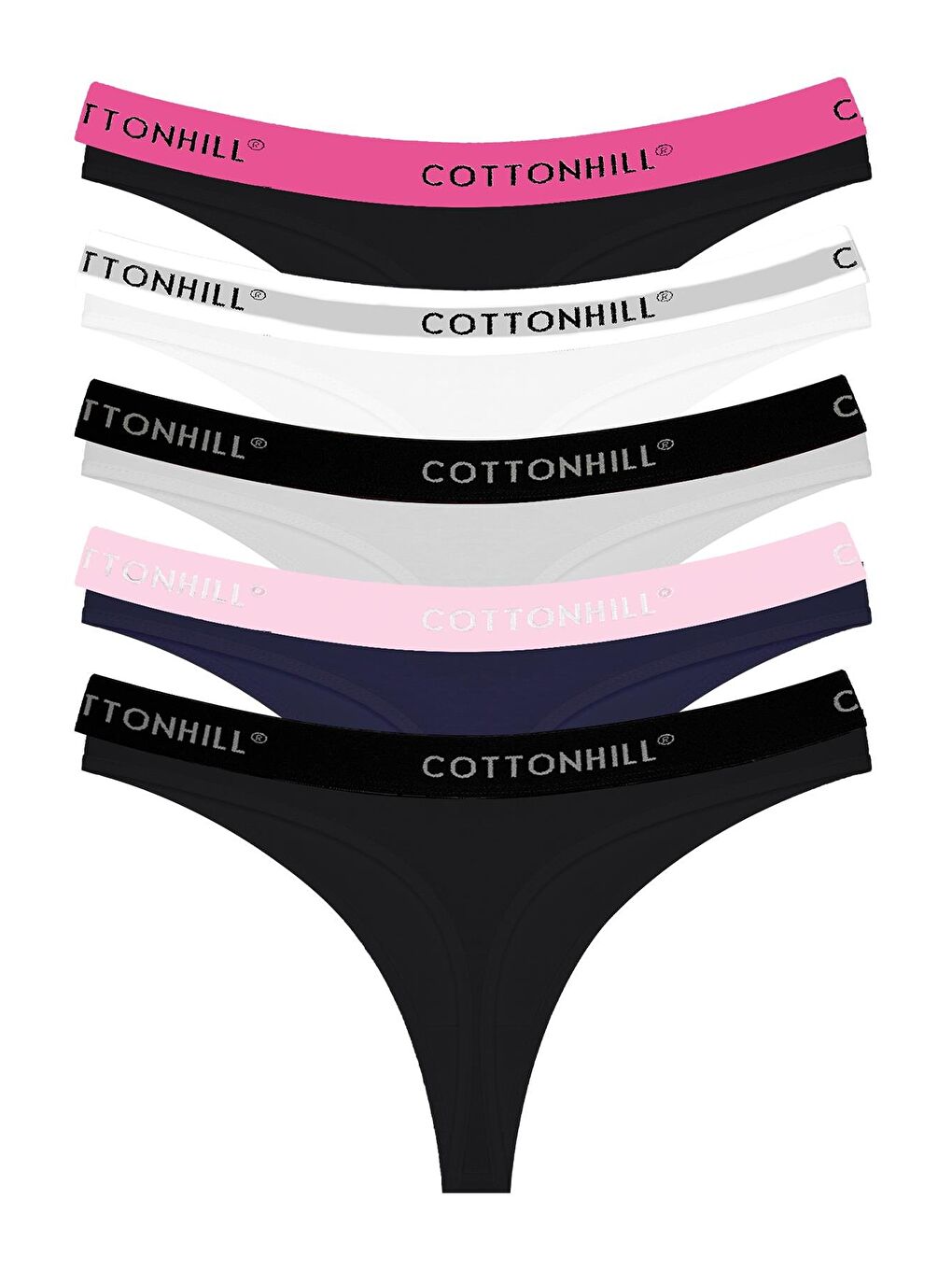 Karışık Pamuklu Basic Kadın Tanga Külot 5'Li Paket - 2