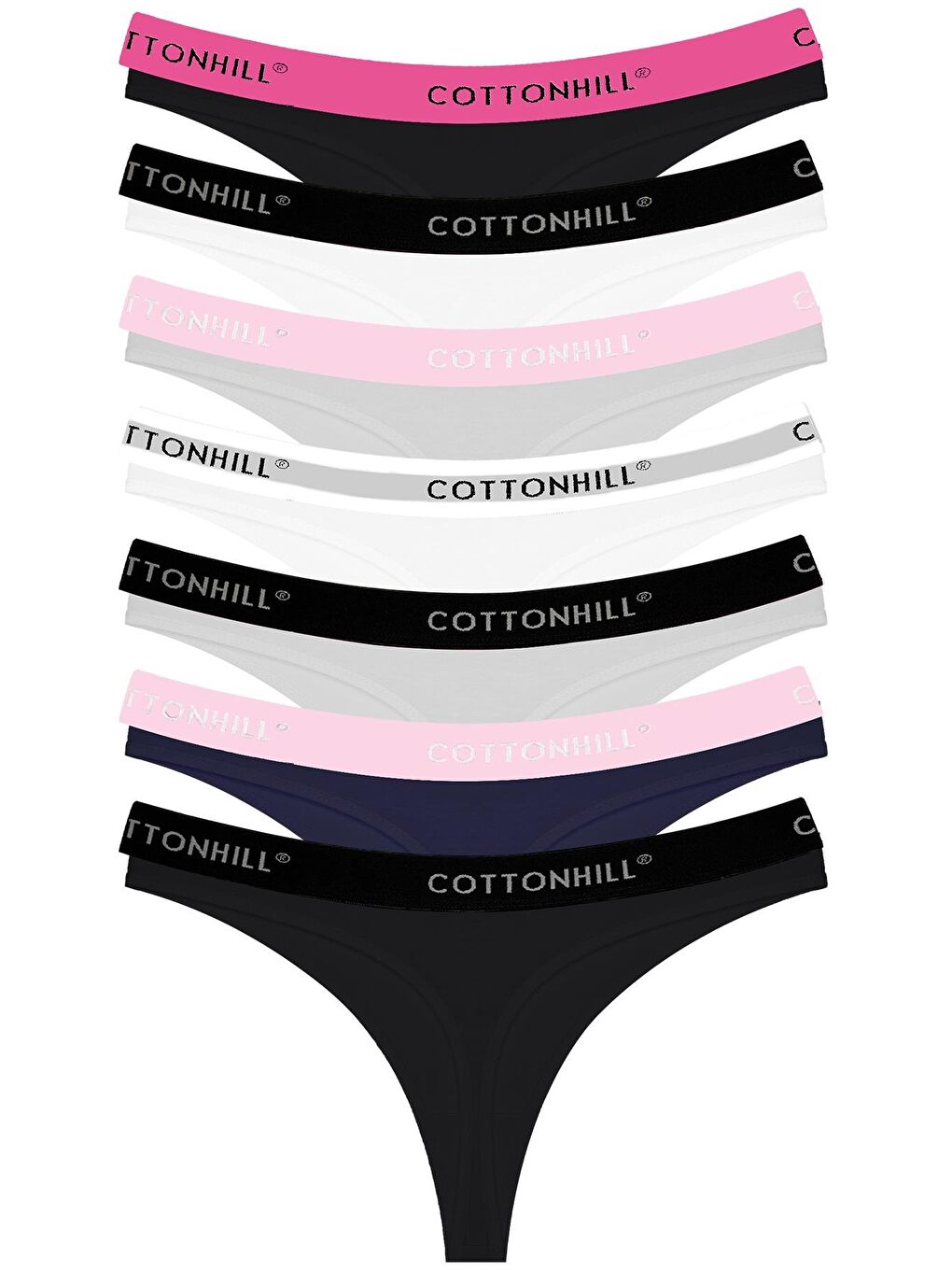 Karışık Pamuklu Basic Kadın Tanga Külot 7'Li Paket