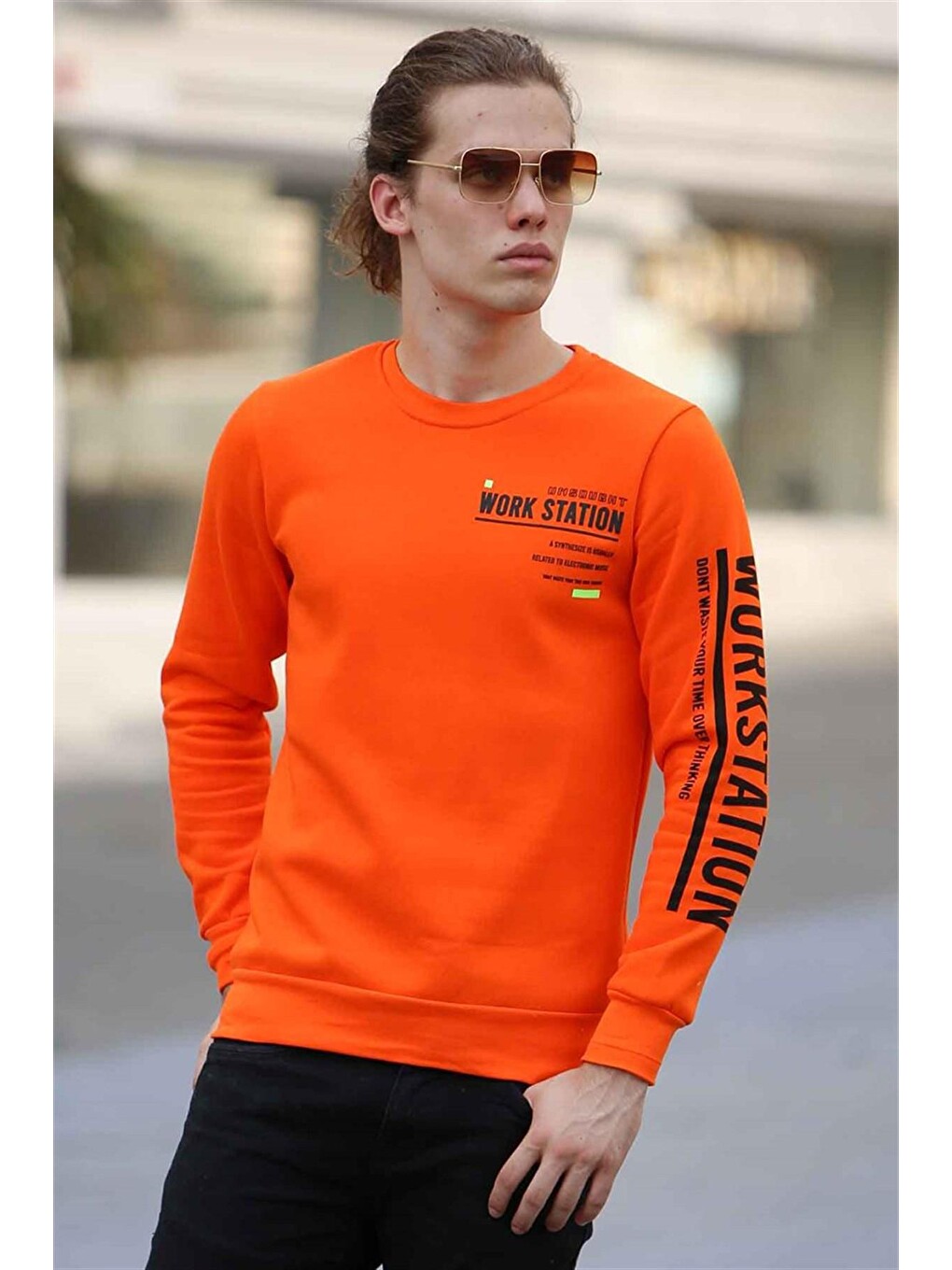 Baskılı Turuncu Sweatshirt 4161-1