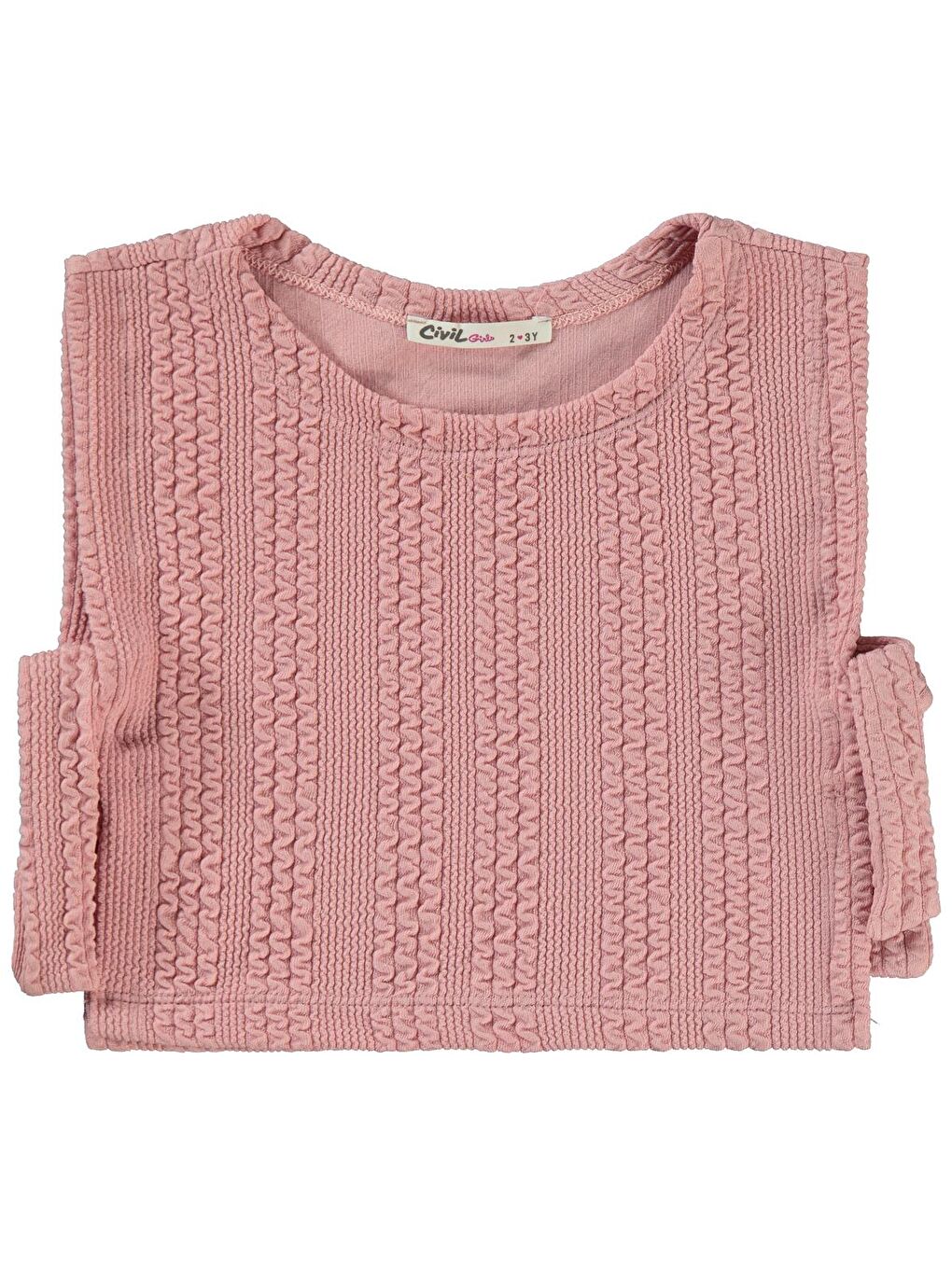 Pembe Girls Örgü Desenli 2-5 Yaş Takım - Pudra 5-6 Yaş-1