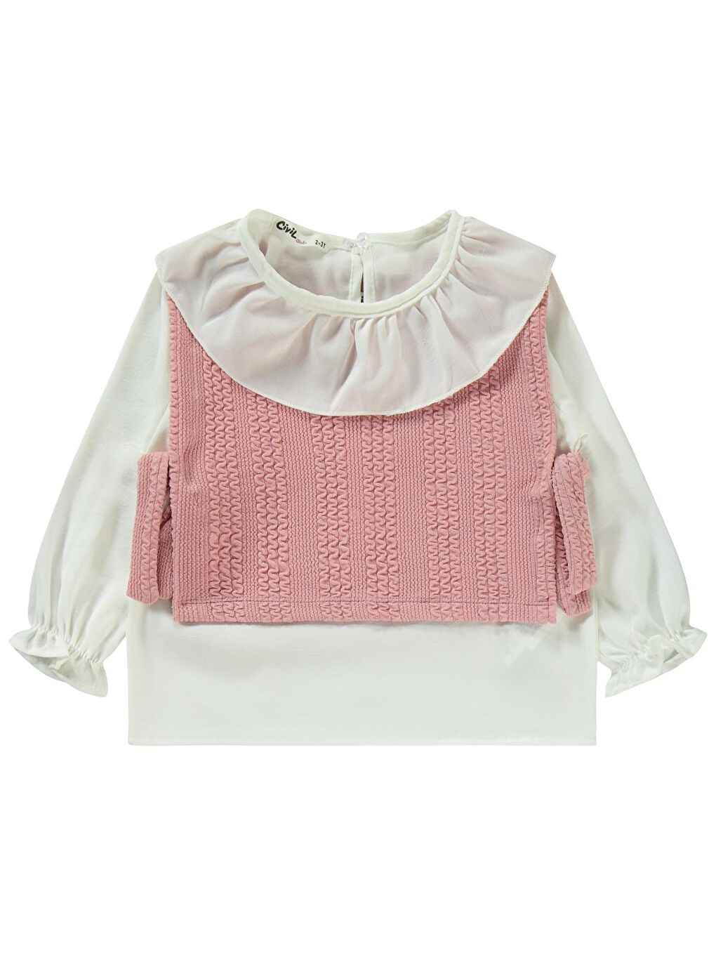 Pembe Girls Örgü Desenli 2-5 Yaş Takım - Pudra 5-6 Yaş-3