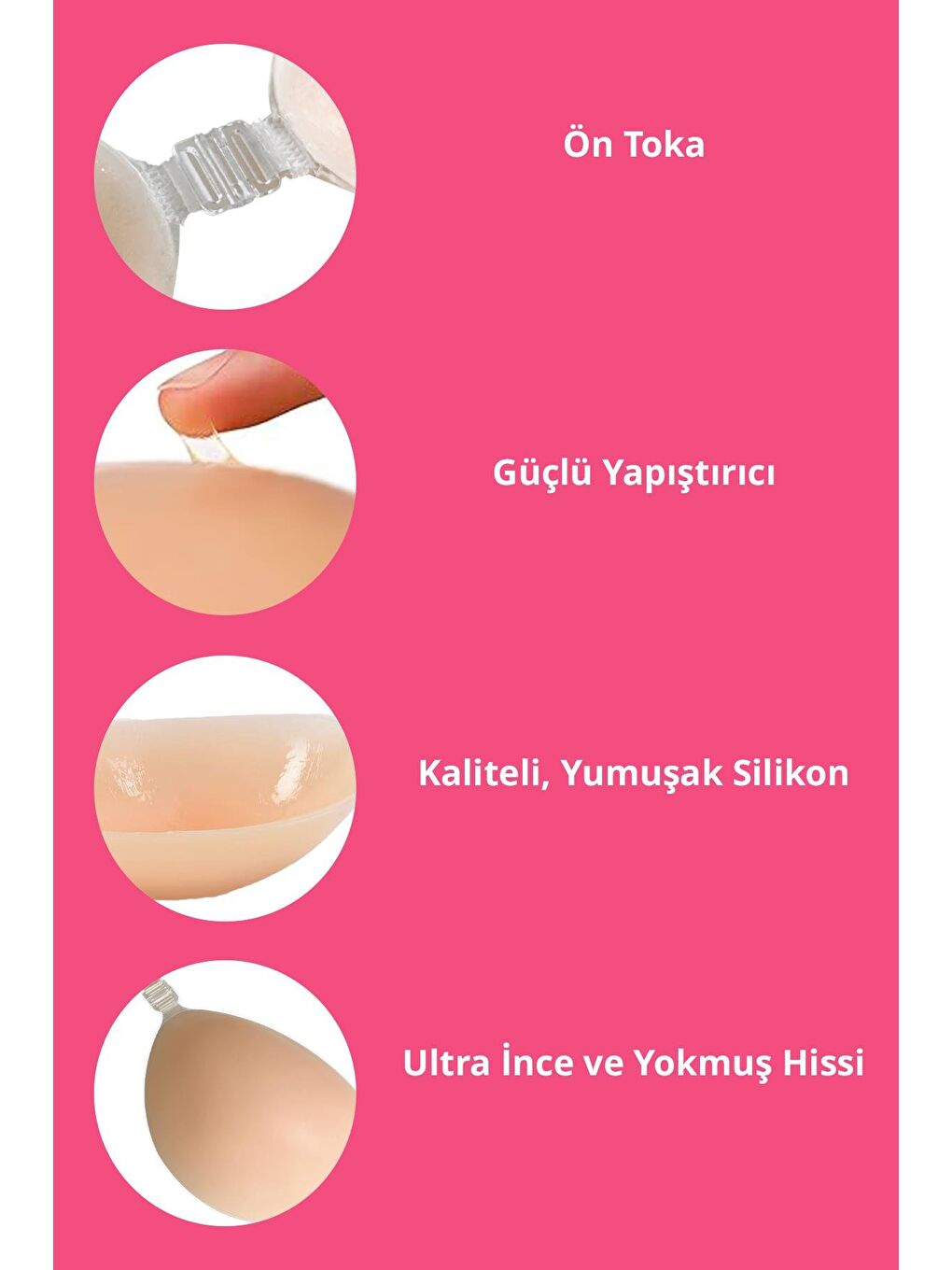 Bej Silikon Göğüs Ucu Kapatıcı Straplez Yapışkanlı Görünmez Sütyen-3