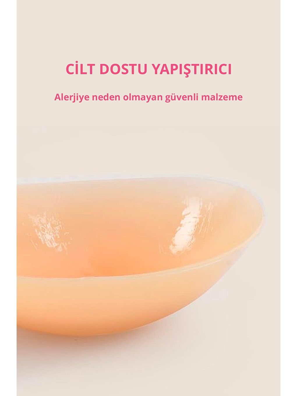 Bej Silikon Göğüs Ucu Kapatıcı Straplez Yapışkanlı Görünmez Sütyen-4