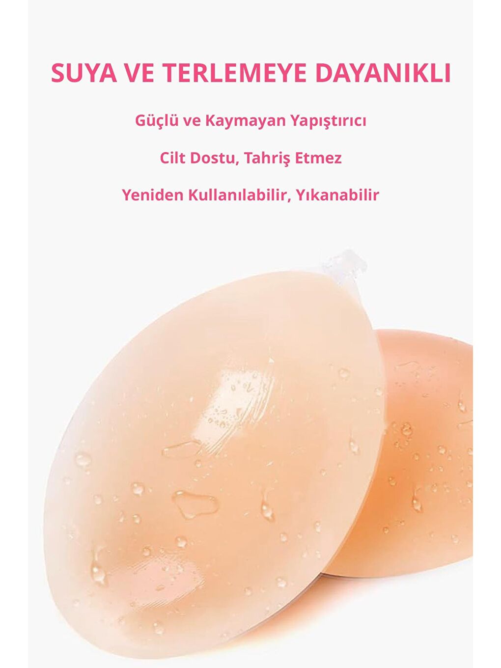 Bej Silikon Göğüs Ucu Kapatıcı Straplez Yapışkanlı Görünmez Sütyen-5