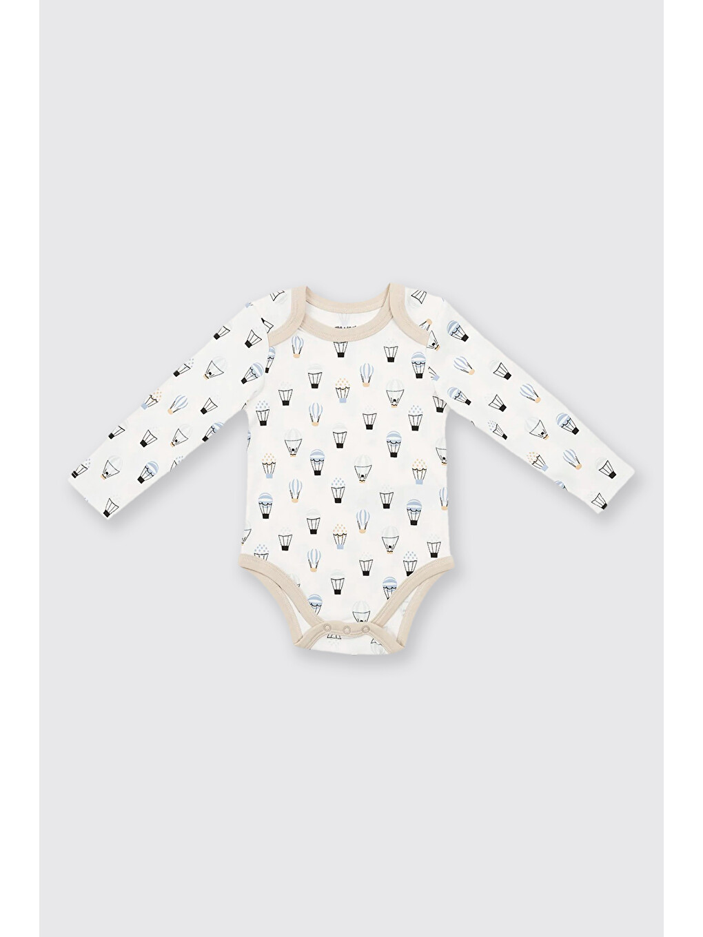 Yenidoğan Balon Baskılı Ekru 2'li Body Set-2