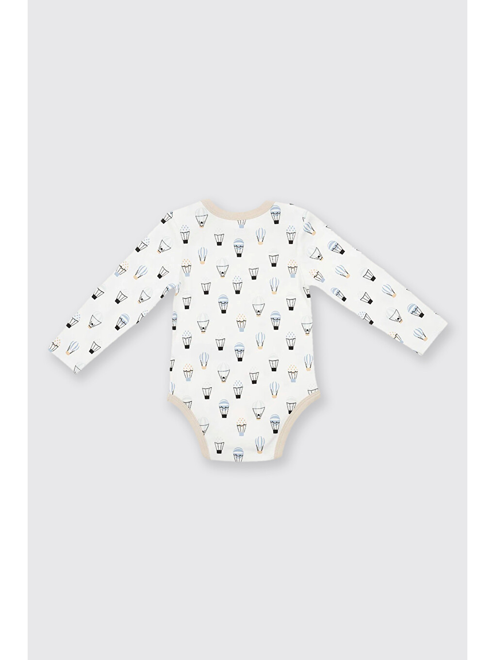 Yenidoğan Balon Baskılı Ekru 2'li Body Set-3