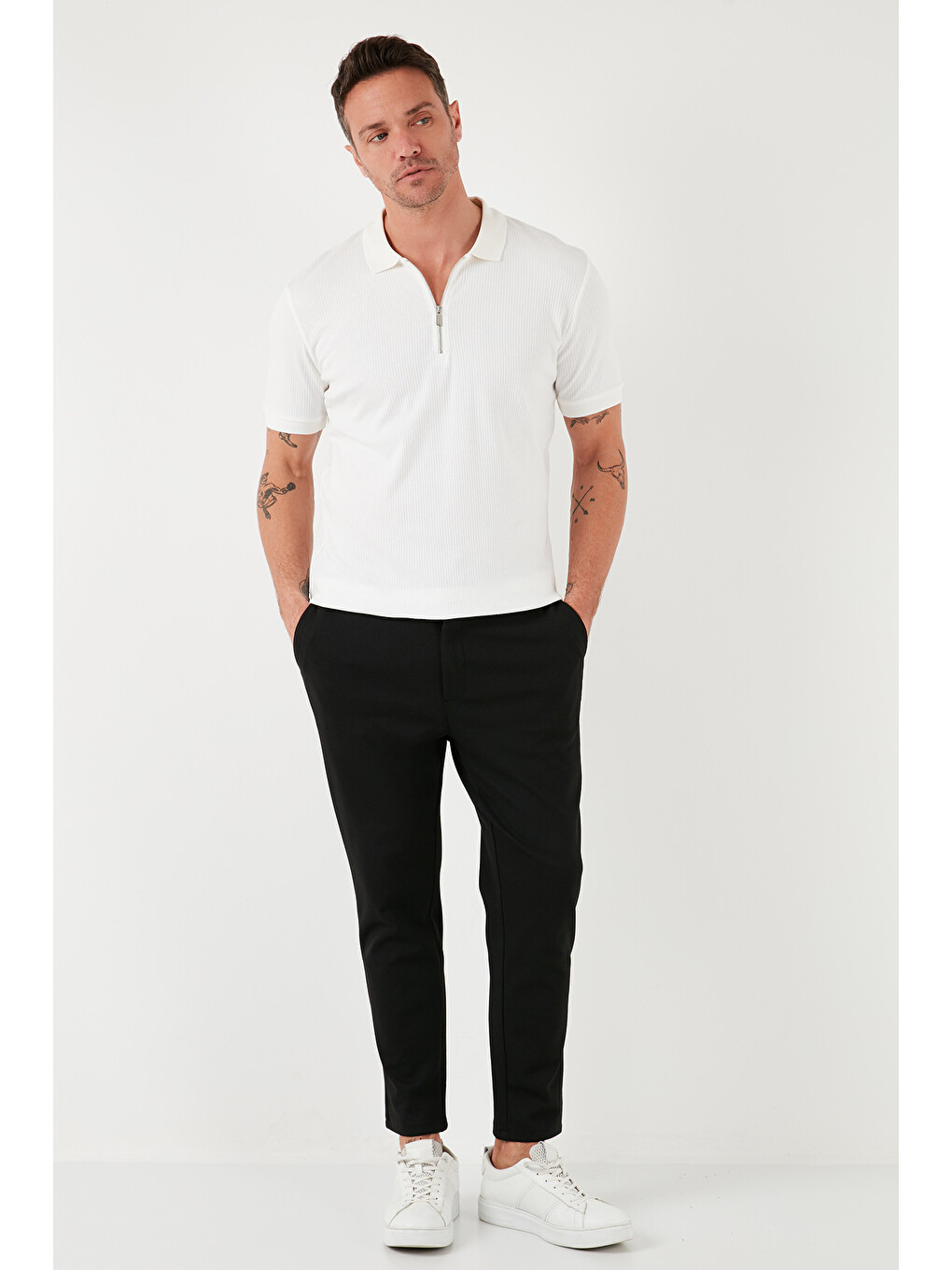 Haki Pamuklu Regular Fit Yarım Fermuarlı 3'lü Paket Polo Yaka %100 Pamuk Tişört 5902738s3-4