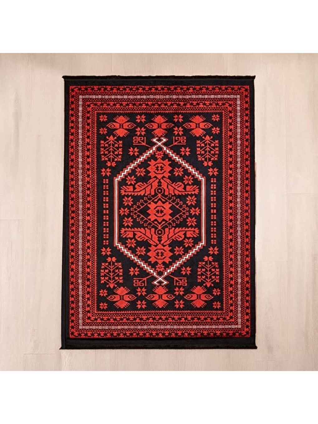 Soft Ruby Afgan Desenli Halı - Kırmızı - 160x230 cm-1
