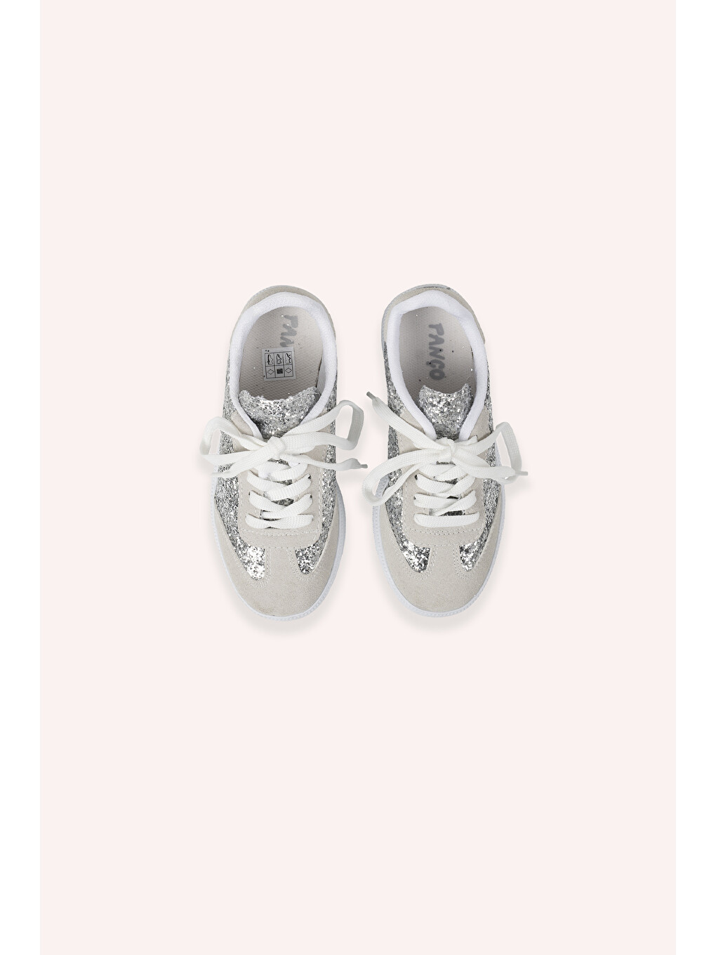 Gri Kız Çocuk Bağcıklı Simli Gümüş Sneaker-2