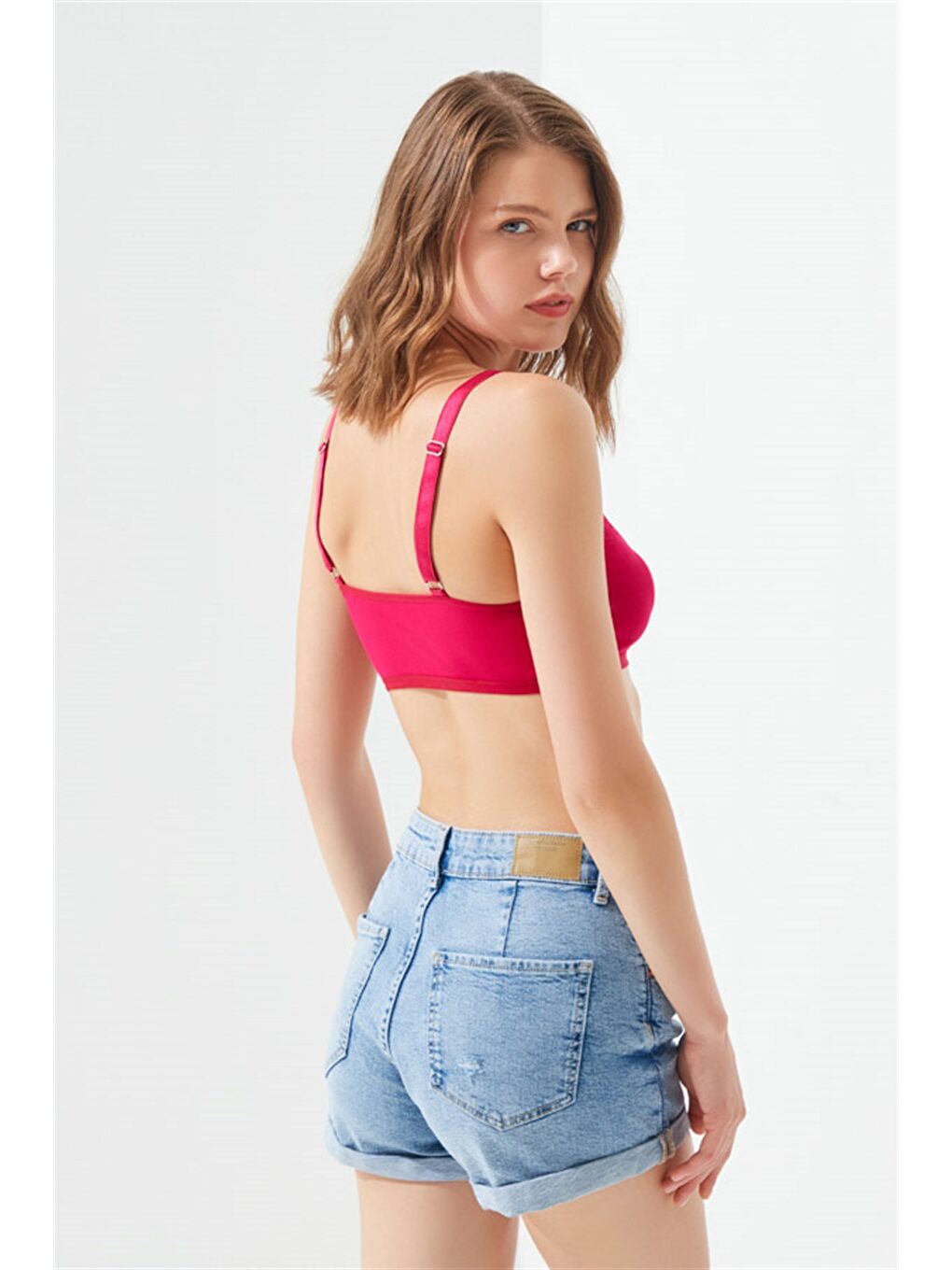 Bordo Pamuklu Ayarlanabilir Askılı Fermuarlı Bralet Büstiyer-2