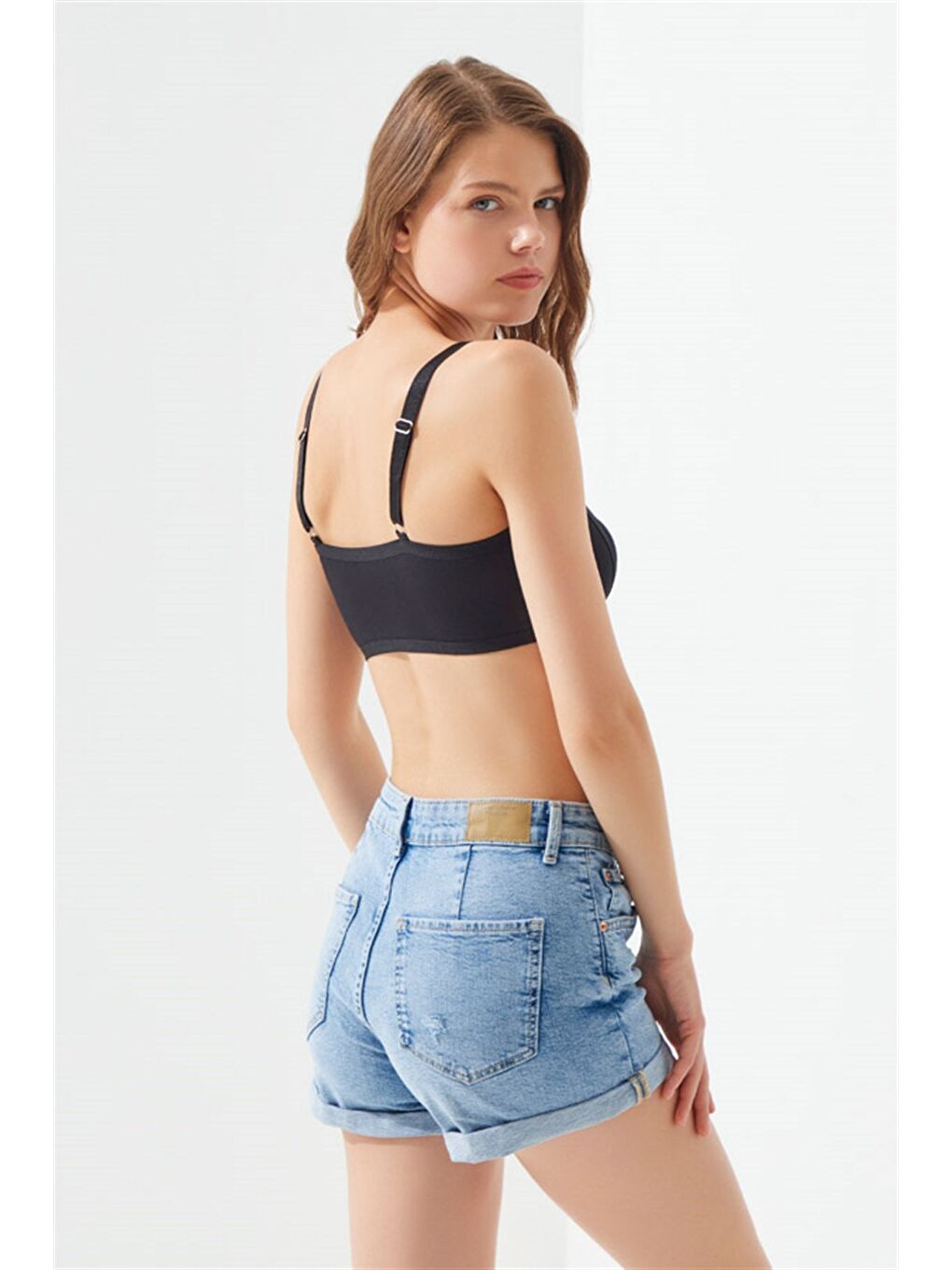 Siyah Pamuklu Ayarlanabilir Askılı Kadın Bralet Büstiyer-2