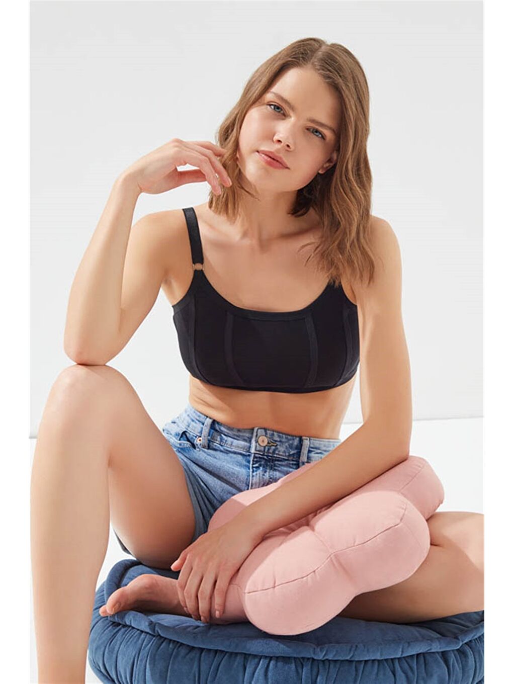 Siyah Pamuklu Ayarlanabilir Askılı Kadın Bralet Büstiyer-4