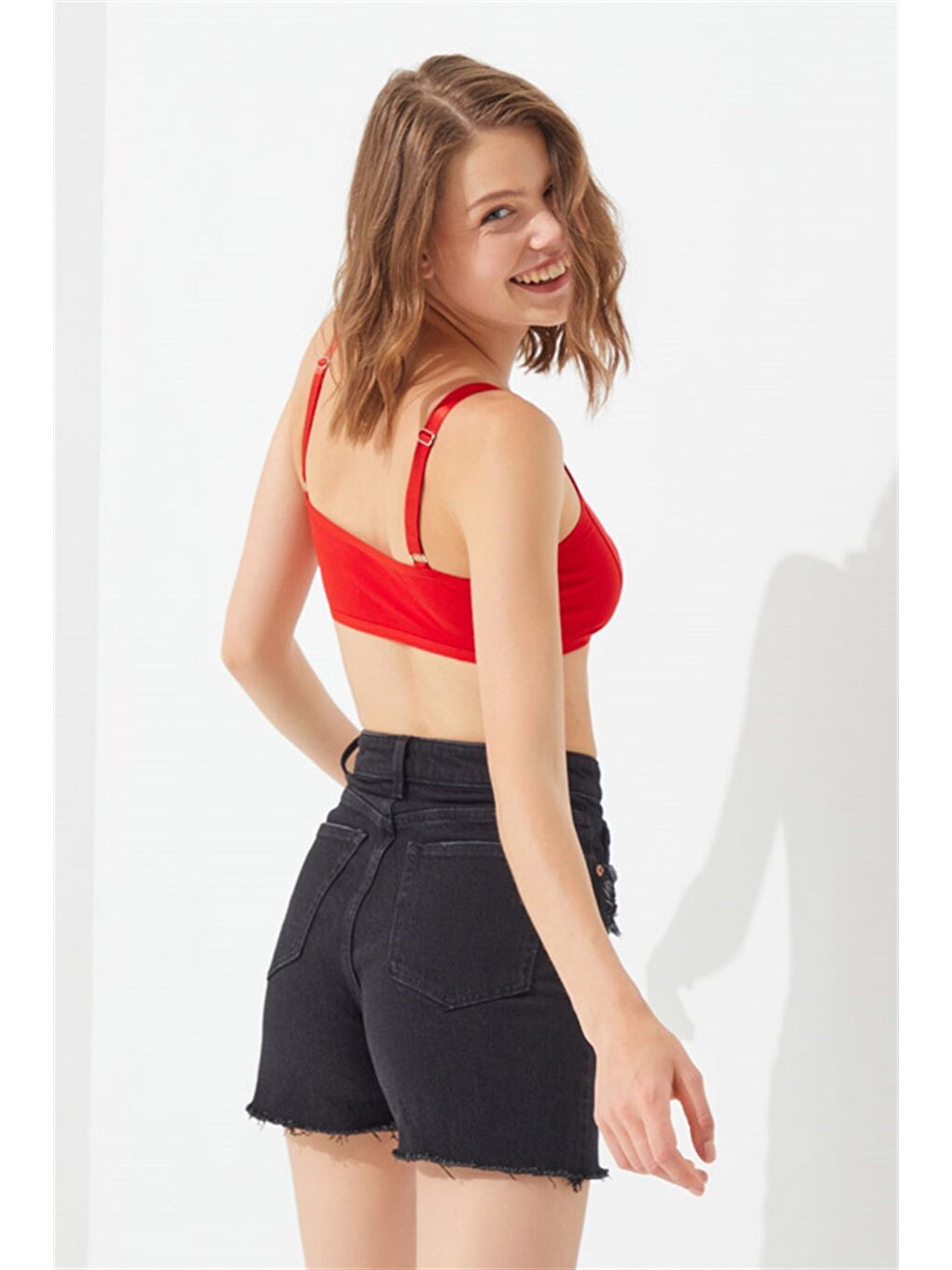 Kırmızı Pamuklu Ayarlanabilir Askılı Kadın Bralet Büstiyer-2