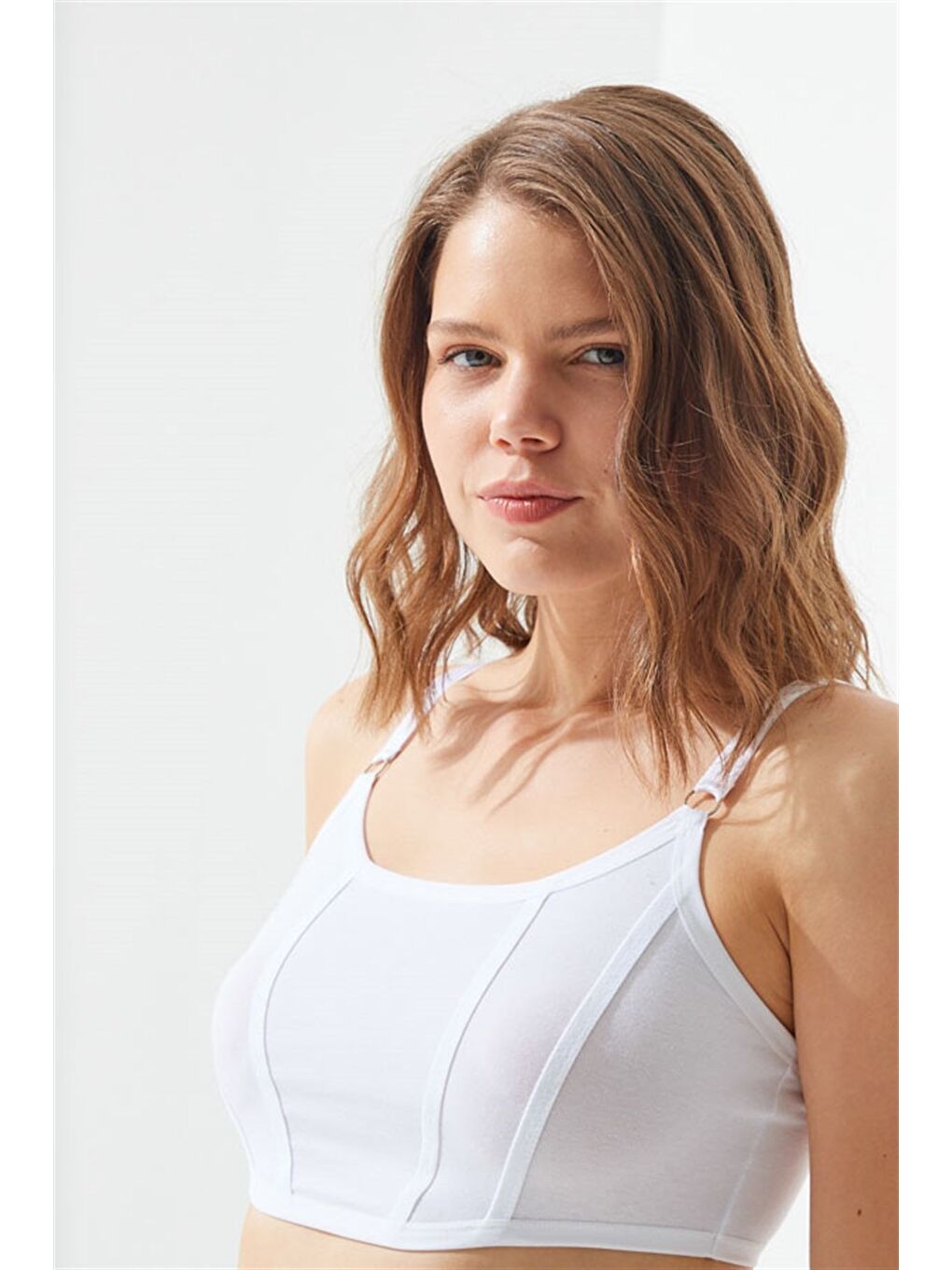Beyaz Pamuklu Ayarlanabilir Askılı Kadın Bralet Büstiyer-2