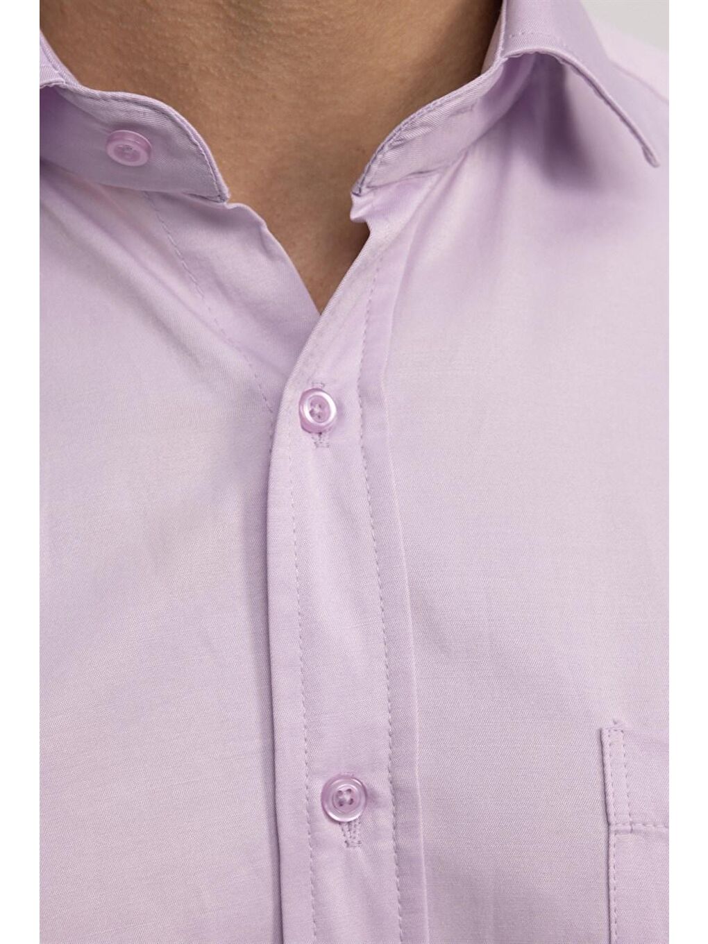 Pembe Klasik Fit Rahat Kesim Düz Erkek Gömlek-2