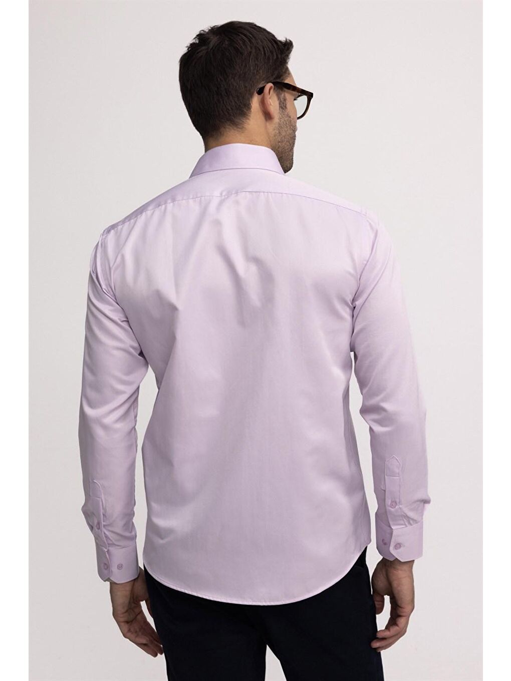 Pembe Klasik Fit Rahat Kesim Düz Erkek Gömlek-3