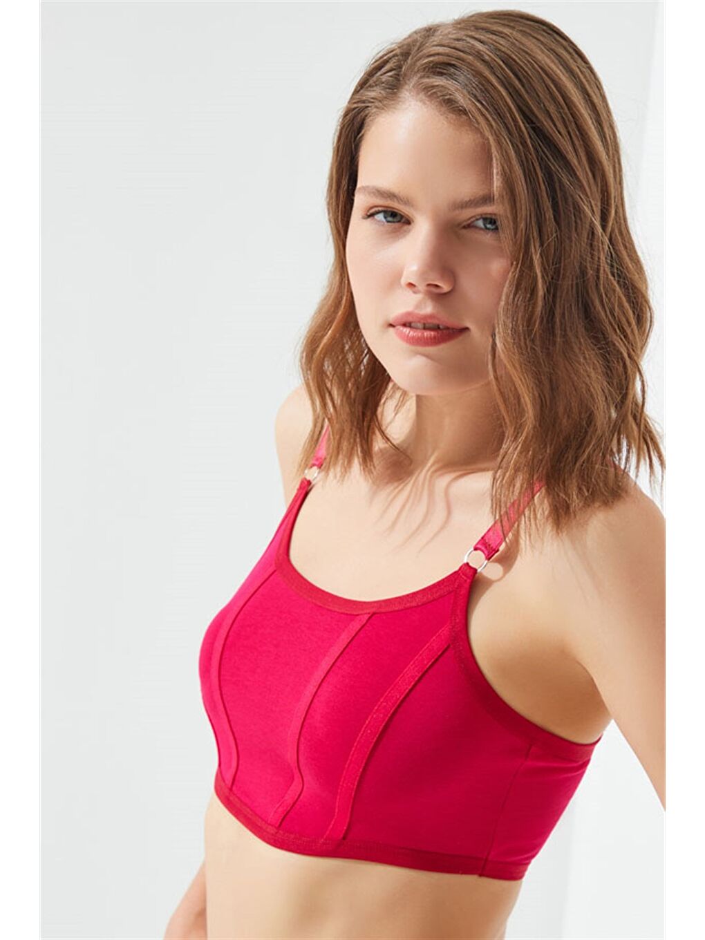 Bordo Pamuklu Ayarlanabilir Askılı Kadın Bralet Büstiyer-6