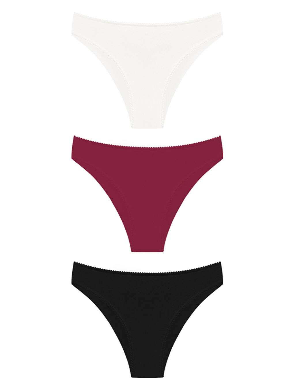 Karışık Pamuklu Basic Kadın Brezilya Külot 3'Lü Paket - 1