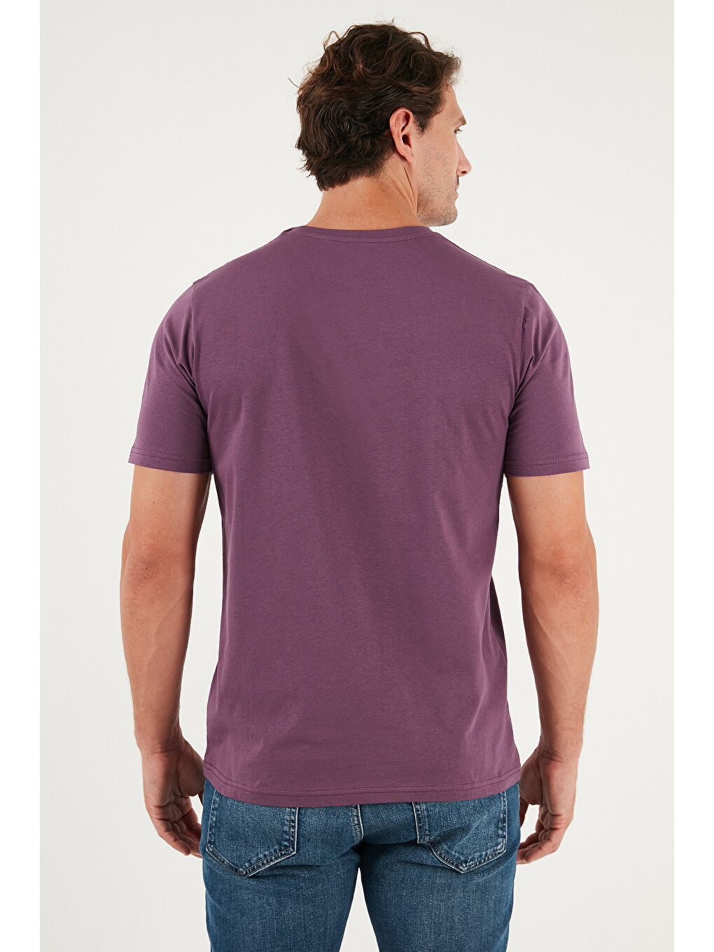 Mürdüm Pamuklu Regular Fit Bisiklet Yaka %100 Pamuk Tişört 59020204-6